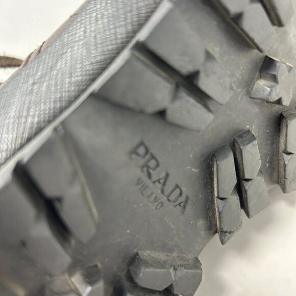 Prada Brown Sneakers with Distressed Leather and Rugged Sole - Picture 13 of 13